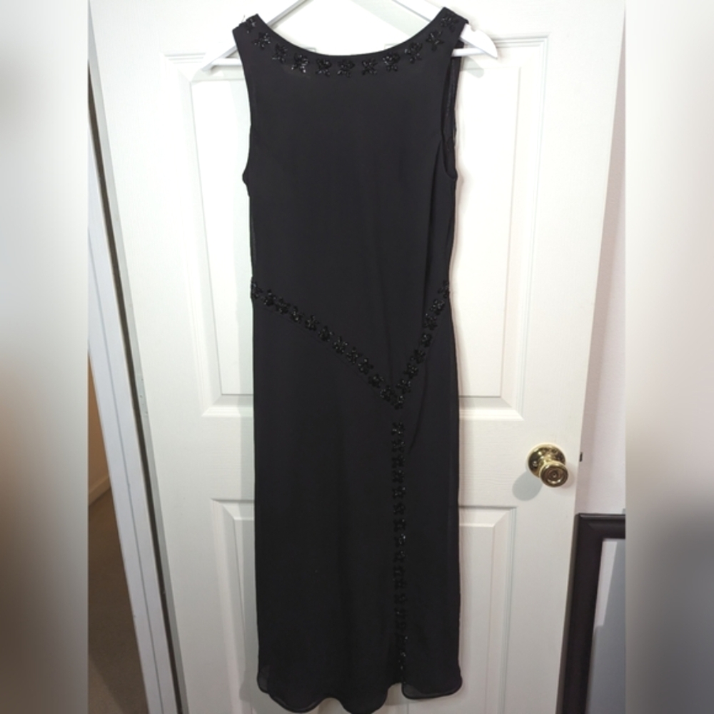 Studio 1 black bias cut sleeveless dress with sequins size 10 Evening Party